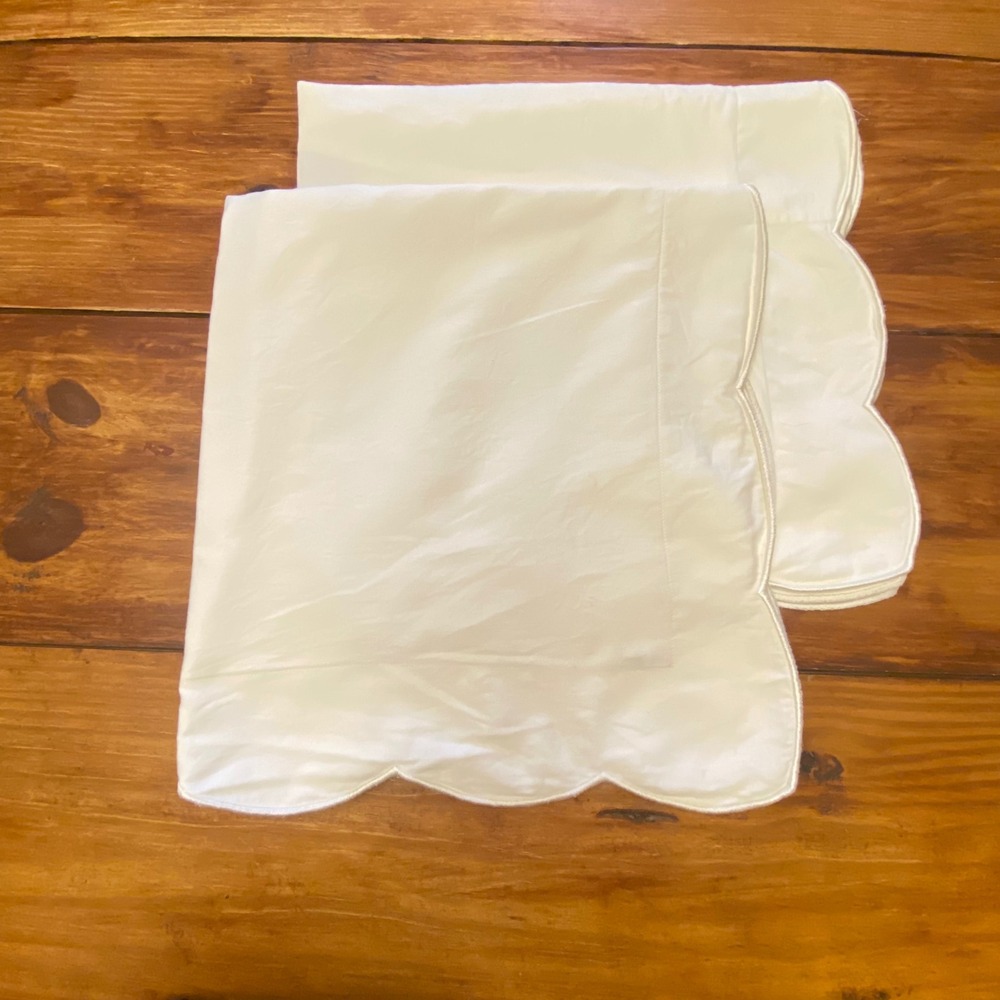 Peacock Alley Euro‎ Size Pillowcases Scalloped Edge White Cotton Set of 2